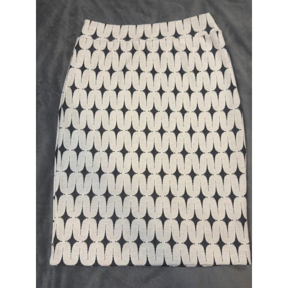 Renee C. Womens Leens Geometric Knee Legnth Pencil Skirt White Black Size S